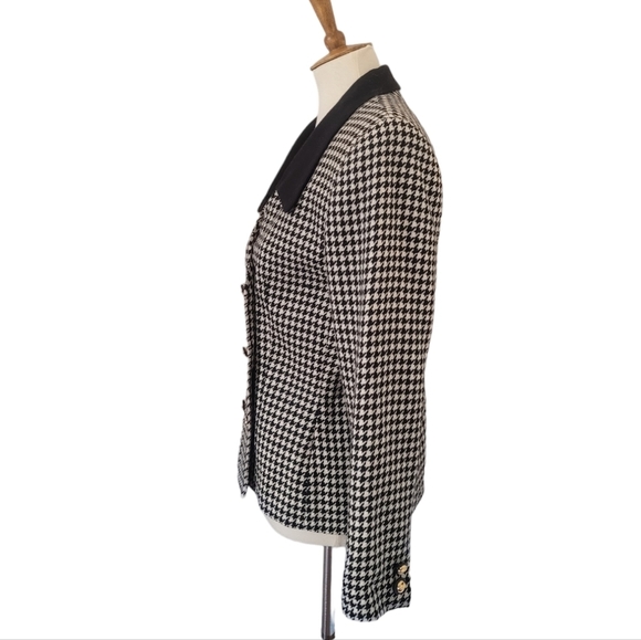 Vintage 80's Lord & Taylor Wool Houndstooth Double Breasted Blazer - Picture 3 of 7